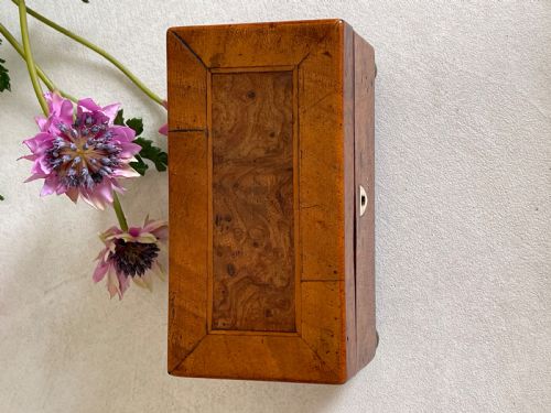 A MINIATURE GEORGIAN YEW WOOD TEA CADDY - ADDITIONAL PHOTO 5
