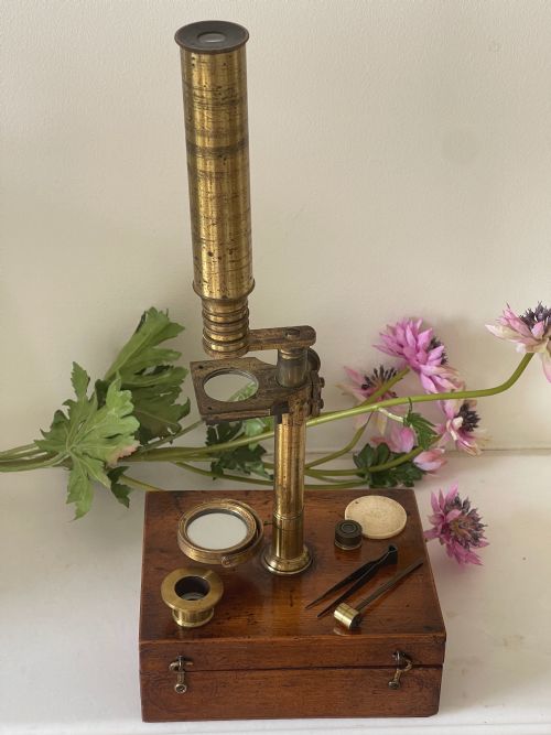 an antique travelling microscope botanical - CATEGORY: ANTIQUE MISCELLANEOUS - DATED 19TH CENTURY