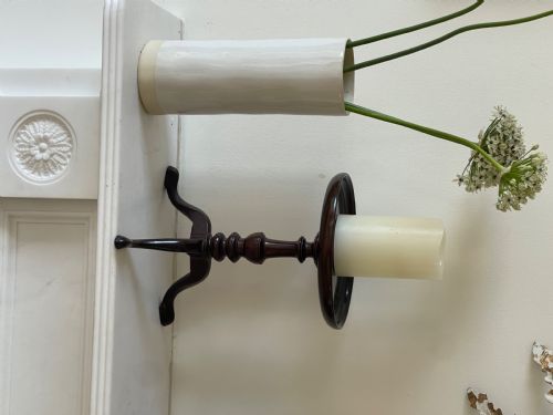 AN ANTIQUE MINI TRIPOD TABLE CANDLE STAND - ADDITIONAL PHOTO 1