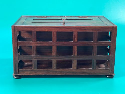 A TOP QUALITY LONDON MAKERS ROSEWOOD LETTER BOX - ADDITIONAL PHOTO 1