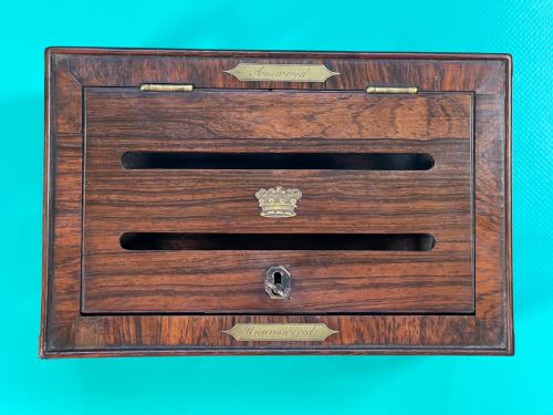 A TOP QUALITY LONDON MAKERS ROSEWOOD LETTER BOX - ADDITIONAL PHOTO 3