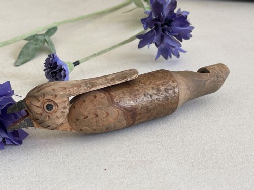 AN ANTIQUE TREEN PAINTED BIRD CALLWHISTLE - ADDITIONAL PHOTO 2