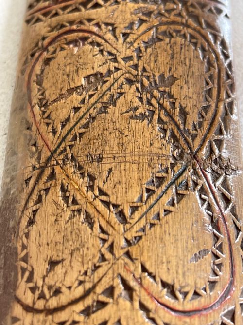 AN ANTIQUE TREEN DATED STAY BUSK 1780 - ADDITIONAL PHOTO 1