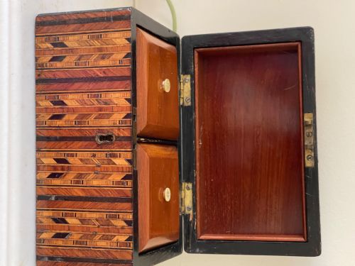 A LOVELY INLAID VICTORIAN TEA CADDY - ADDITIONAL PHOTO 4
