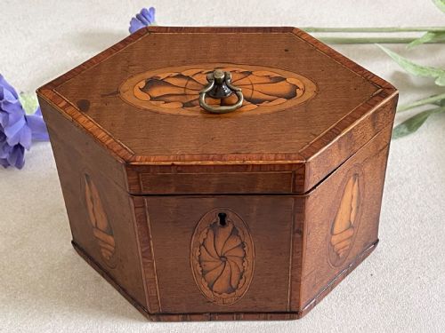 A GEORGIAN HEXAGONAL TEA CADDY - ADDITIONAL PHOTO 1
