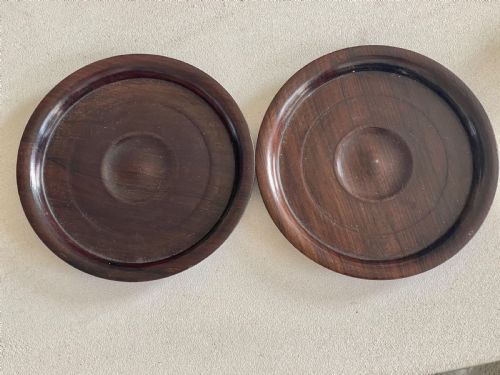 A PAIR OF ANTIQUE ROSEWOOD WINE COASTERS - ADDITIONAL PHOTO 4