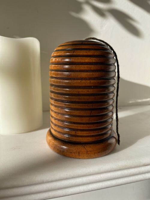 an antique bee hive string box - CATEGORY: ANTIQUE BOXES - DATED 19TH CENTURY