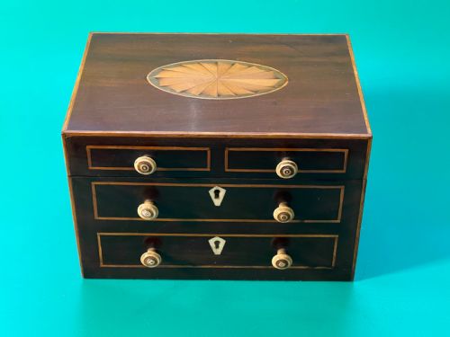 an antique tea caddy in the shape of a chest of drawers - CATEGORY: ANTIQUE BOXES - DATED GEORGIAN