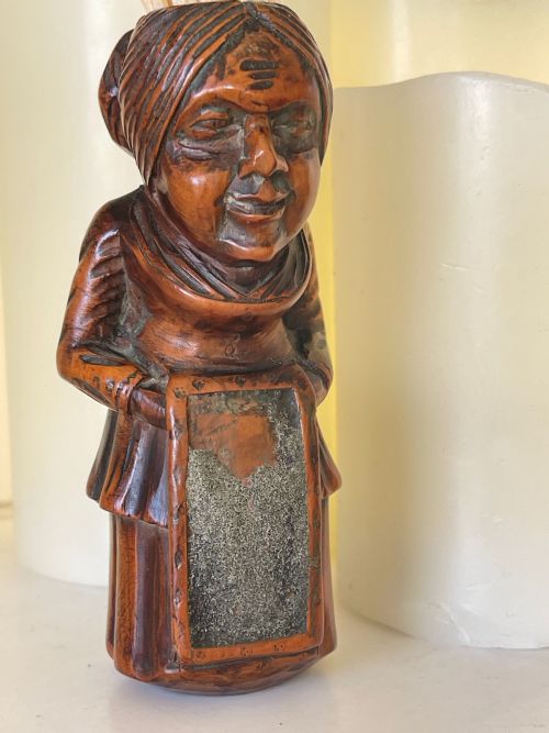 AN ANTIQUE TREEN FIGURAL MATCH HOLDER - ADDITIONAL PHOTO 1
