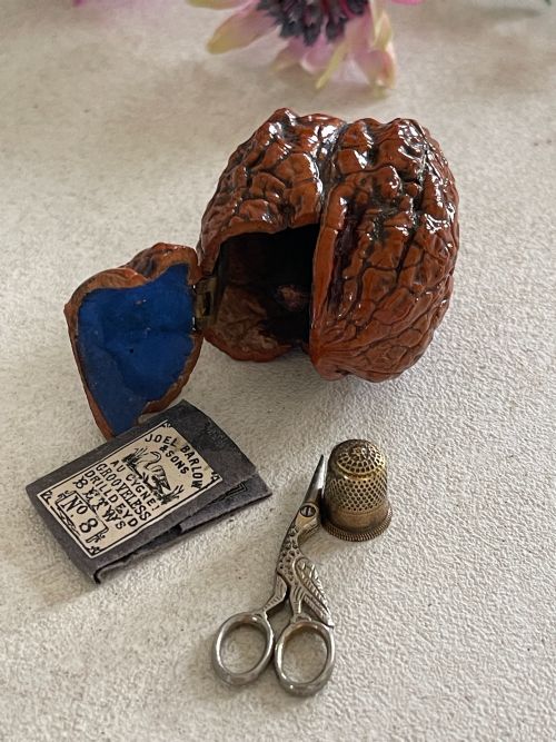 AN ANTIQUE WALNUT WITH SEWING TOOLS - ADDITIONAL PHOTO 4