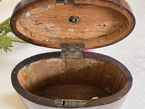 A GEORGIAN OVAL MAHOGANY TEA CADDY - ADDITIONAL PHOTO 2