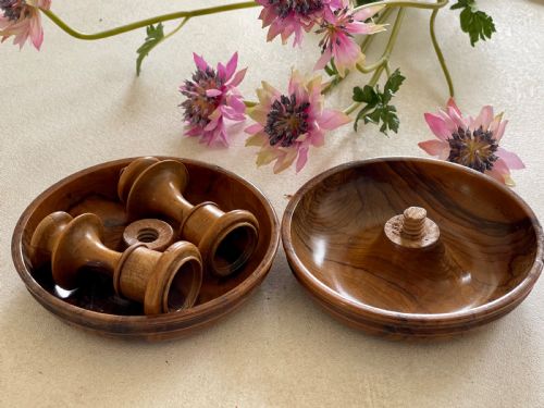 ANTIQUE TREEN BRIGHTON BUN CANDLESTICKS - ADDITIONAL PHOTO 2