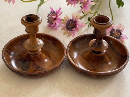 ANTIQUE TREEN BRIGHTON BUN CANDLESTICKS - ADDITIONAL PHOTO 3