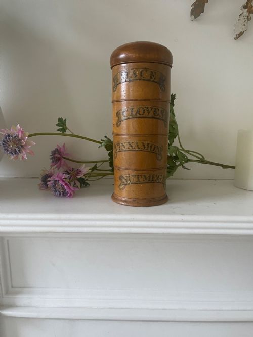 AN ANTIQUE TREEN FOUR TIER SPICE TOWER - ADDITIONAL PHOTO 2