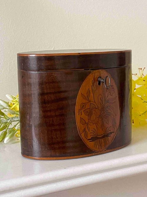 A GEORGIAN OVAL TEA CADDY - ADDITIONAL PHOTO 1