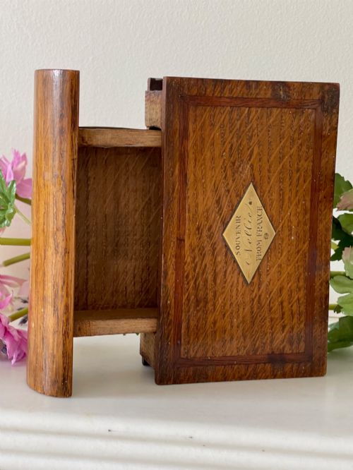 AN ANTIQUE BOX IN THE SHAPE OF A BOOK - ADDITIONAL PHOTO 2