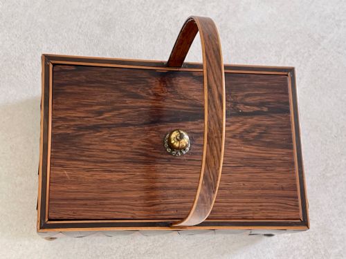 AN ANTIQUE VAN DYKE DECORATED BOXBASKET SPECIMEN WOODS - ADDITIONAL PHOTO 3