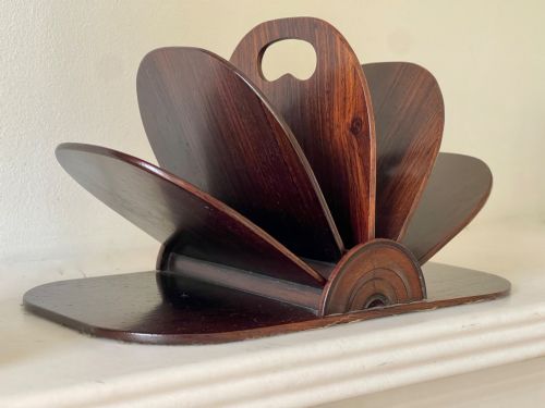 AN ANTIQUE ROSEWOOD REGENCY FAN SHAPED LETTER RACK STATIONERY HOLDER - ADDITIONAL PHOTO 3