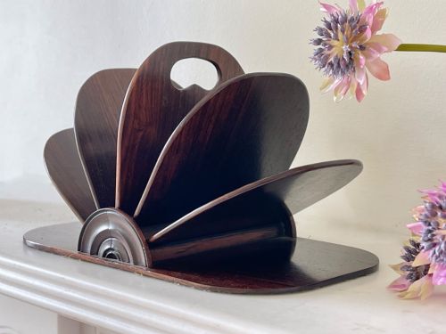 AN ANTIQUE ROSEWOOD REGENCY FAN SHAPED LETTER RACK STATIONERY HOLDER - ADDITIONAL PHOTO 5