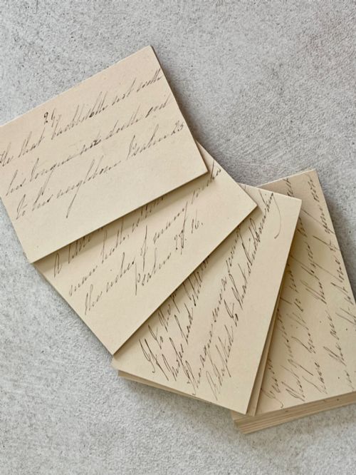 AN ANTIQUE TUNBRIDGE WARE BOX WISE MANUFACTORY LABEL HAND WRITTEN CARDS INSIDE - ADDITIONAL PHOTO 2