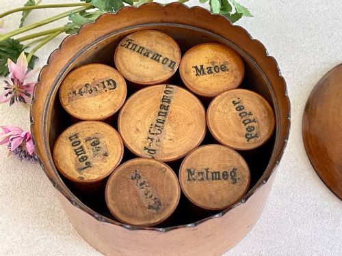 AN ANTIQUE SCOTTISH SPICE BOX COMPLETE WITH EIGHT SPICE POTS - ADDITIONAL PHOTO 1