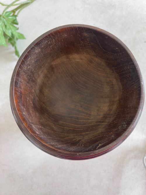 AN ANTIQUE TREEN SPICE OR SALT LIDDED POT - ADDITIONAL PHOTO 6