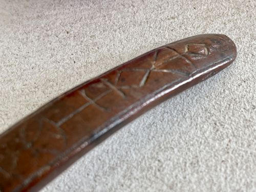AN ANTIQUE TREEN KNITTING SHEATH DATED HEARTS DIAMONDS AND PEWTER INLAY DECORATION - ADDITIONAL PHOTO 10
