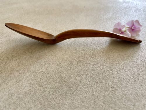A SMALL ANTIQUE TREEN WELSH SPOON WITH INITIALS EM - ADDITIONAL PHOTO 6