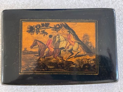 AN ANTIQUE SCOTTISH PINWORM SNUFF BOX HUNTSMEN BY RUSSELL GLASGOW - ADDITIONAL PHOTO 5
