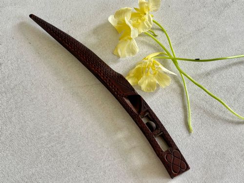 An Antique Dated Treen Knitting Sheath - Socks, Hearts