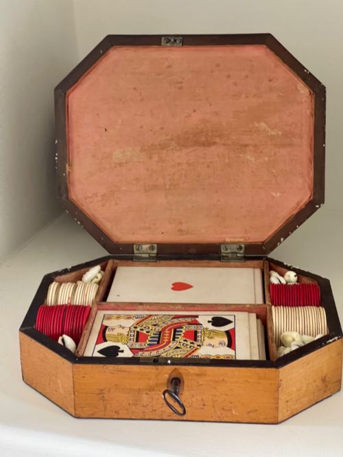 A Georgian Games Box - With Contents