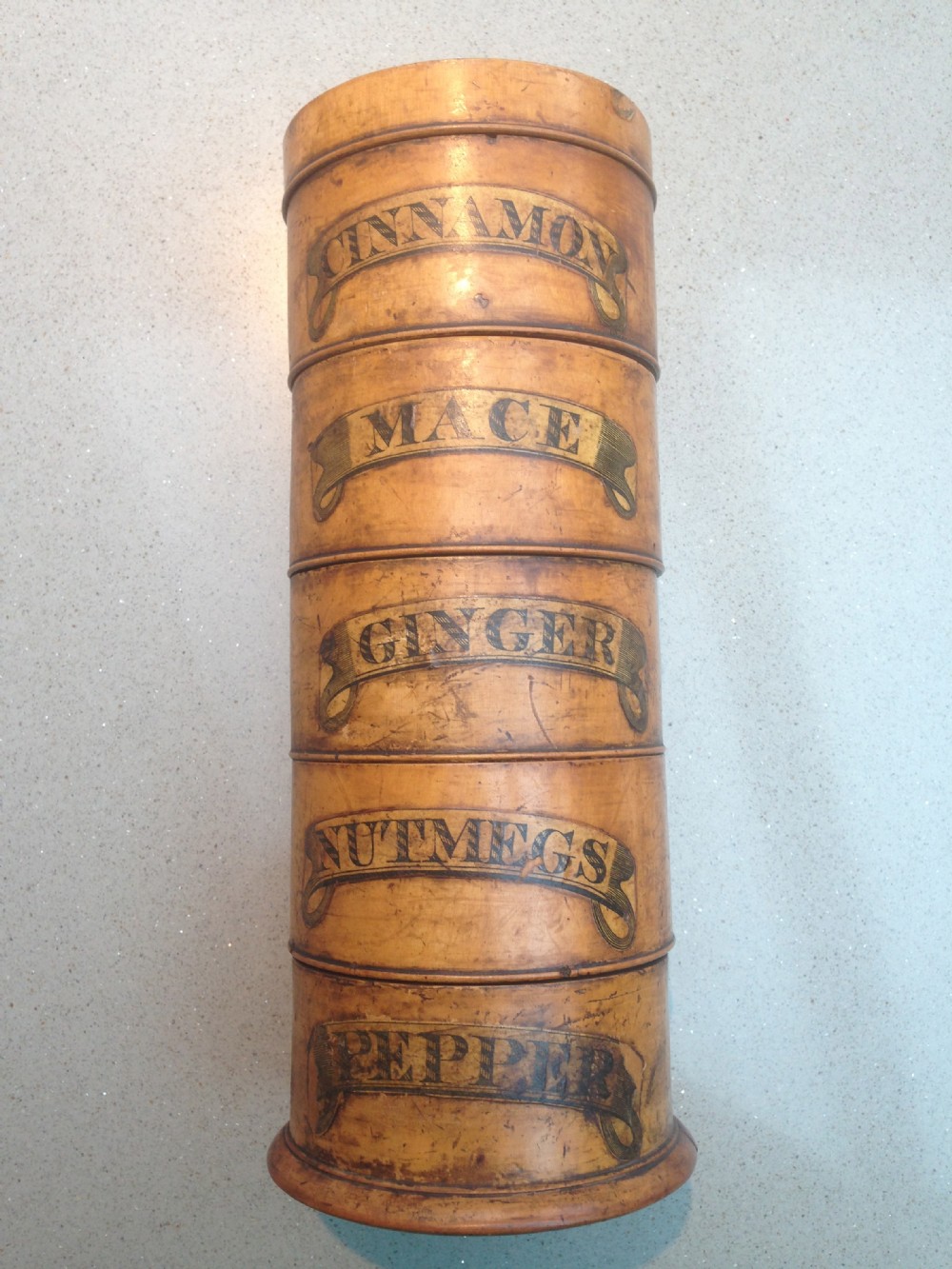 An antique 5 tier spice tower