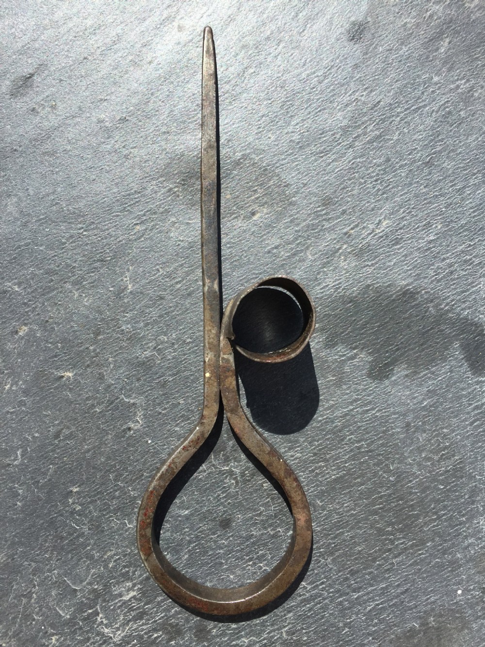 A Wrought Iron Sticking Tommy/Miners Spider Lighting Device