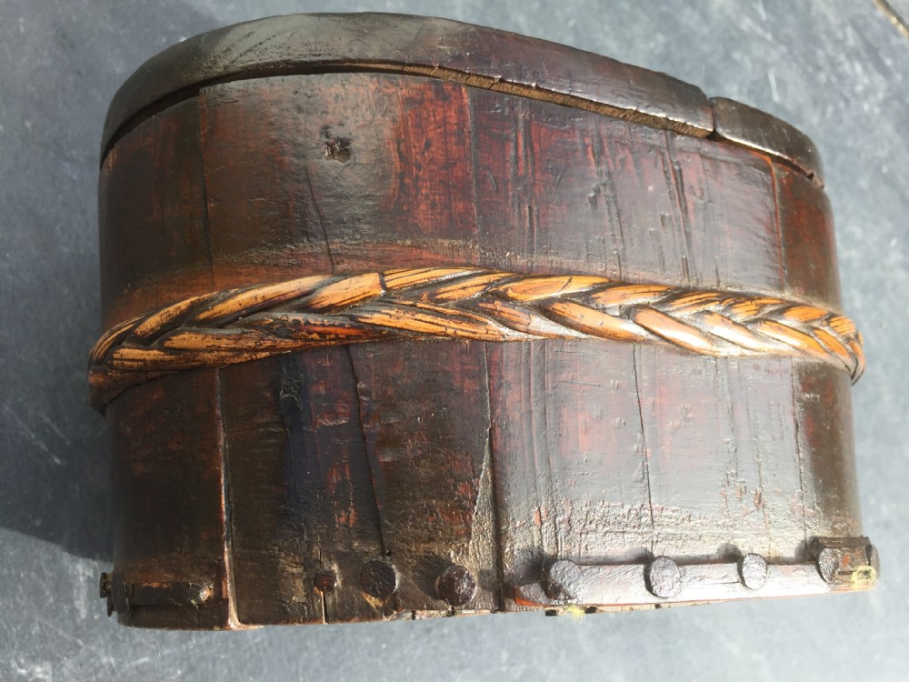 An  unusual18th century yew wood staved box