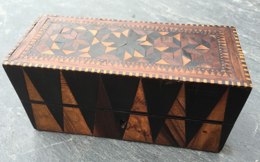 A small  early to mid 19th century Tunbridge ware scent box