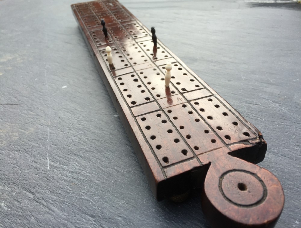 Antique walnut cribbage board