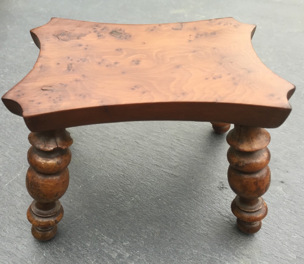 Antique Yew Wood Candle Stool