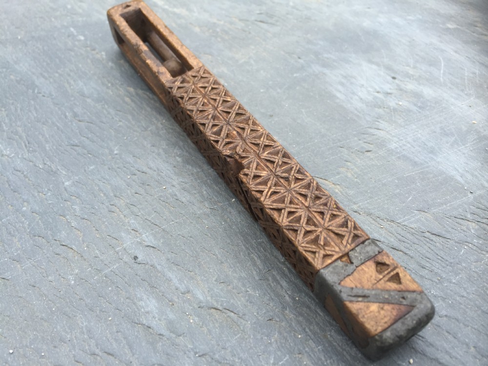 Antique Chip Carved Knitting Sheath