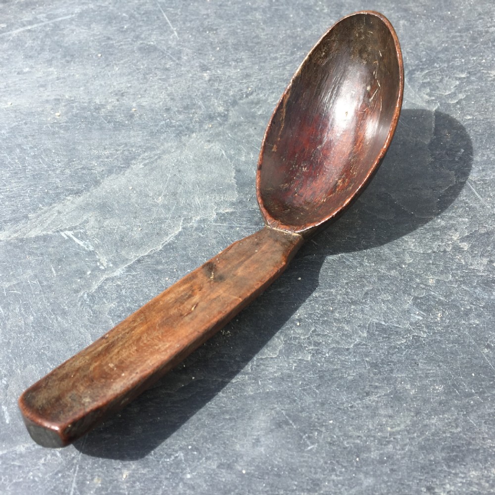 An antique treen spoon, late 18th century 