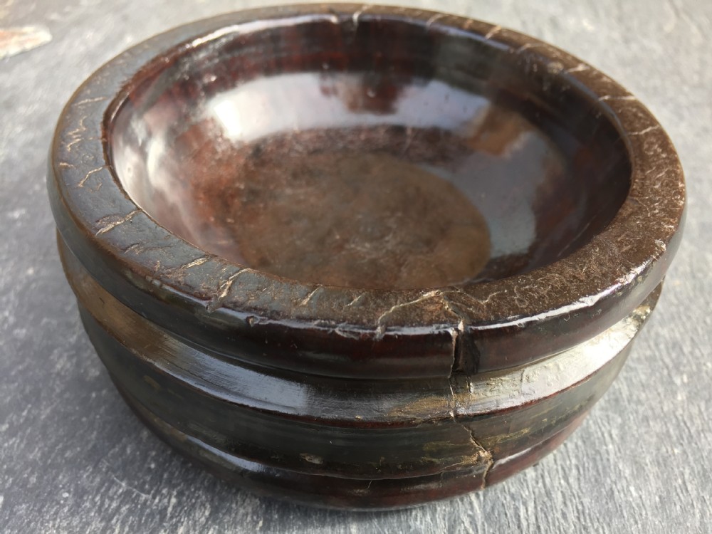  An early to mid 18th century lignum vitae treen salt