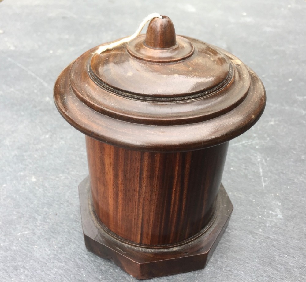 Antique  Treen Lignum Vitae String Box