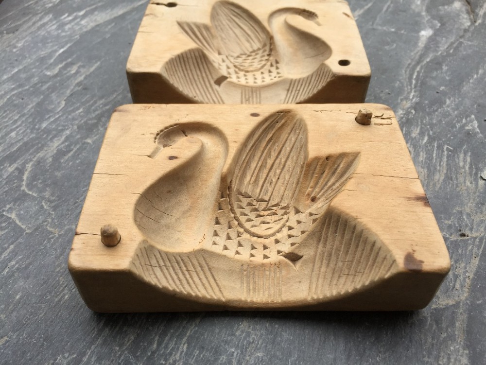 A 19th century Two piece treen Butter Mould