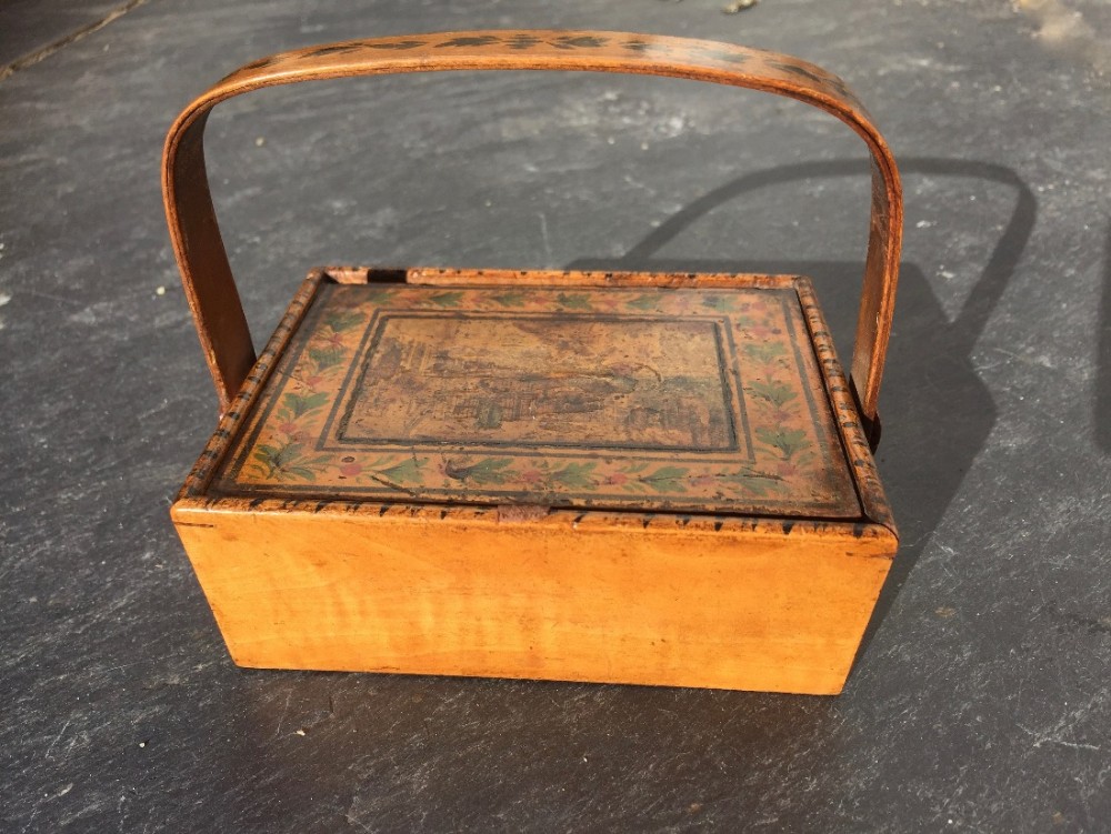 An early 19th century Tunbridge Ware painted sewing basket