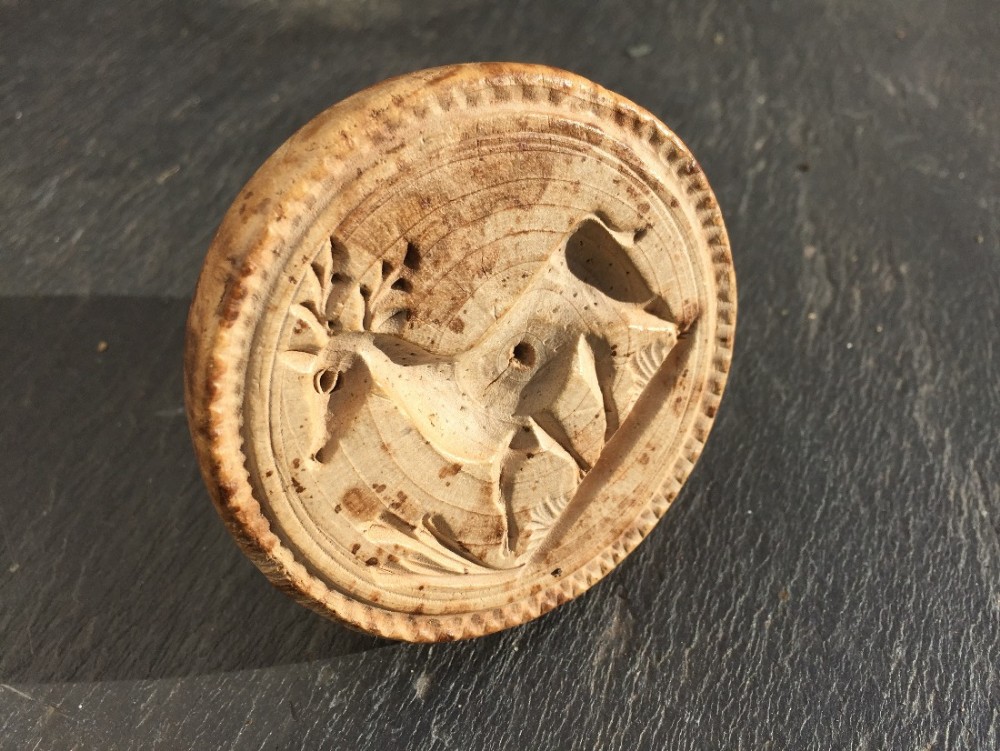 Antique Butter Stamp - rare reindeer pattern