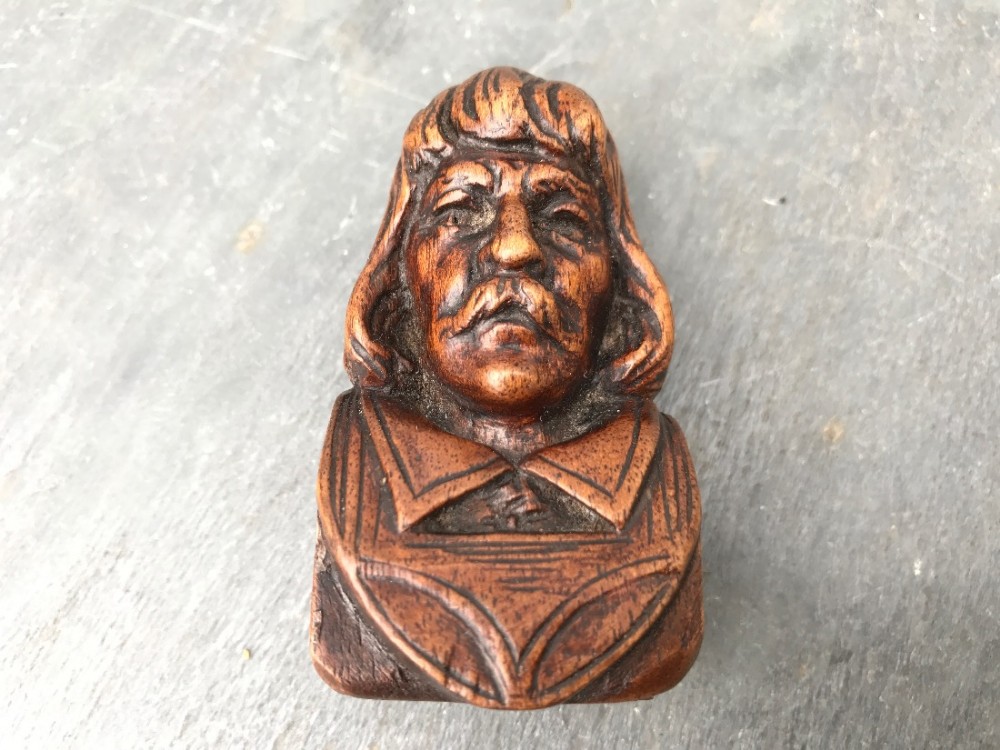 An unusual 19th century snuff box in the shape of a 17th century gentleman
