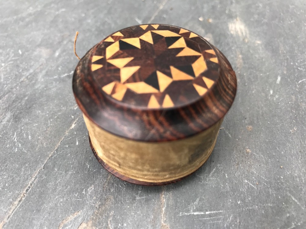 An unusual 19th century Tunbridge Ware sewing weight - treen