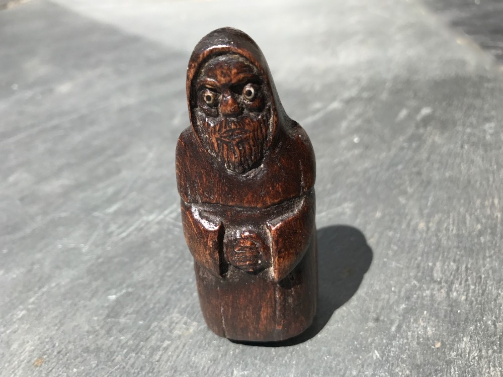 An unusual early 19th century snuff box in the form of a monk