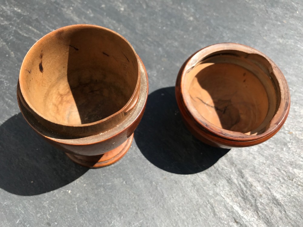 An unusual antique treen pill silverer and rounder View II