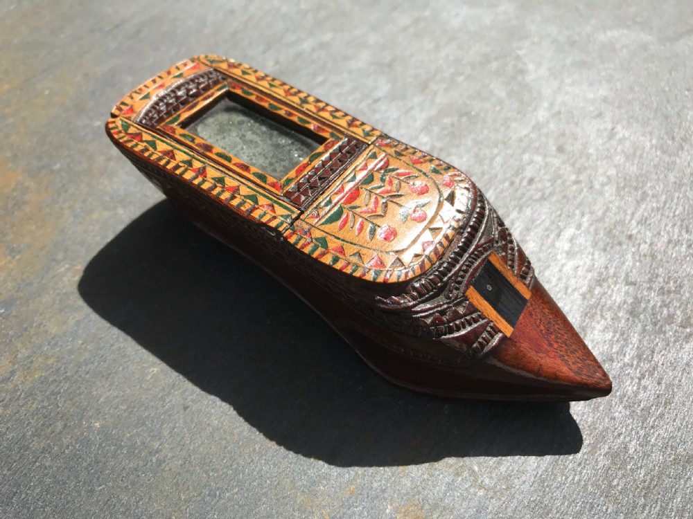 An unusual 9th century snuff shoe box