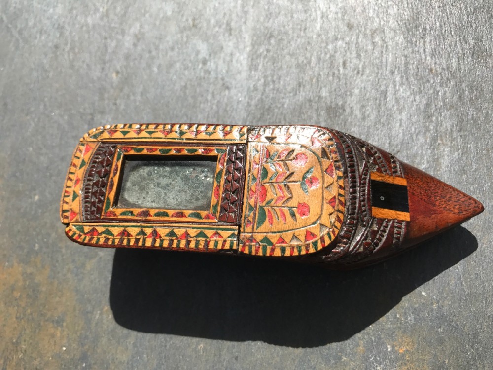 An unusual 9th century snuff shoe box View II